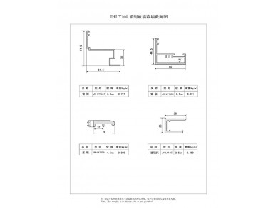 160 系列玻璃幕墙截面图