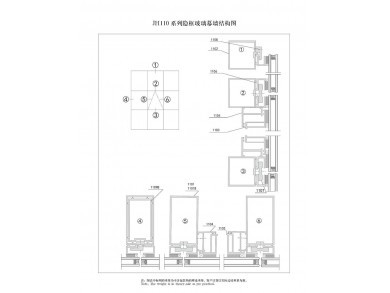 110系列隐框玻璃幕墙结构图