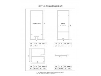 160 系列玻璃幕墙型材截面图